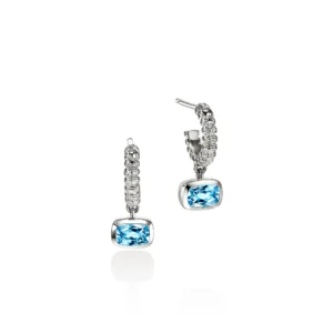 Heishi Gem Earrings, Sterling Silver, Swiss Blue Topaz