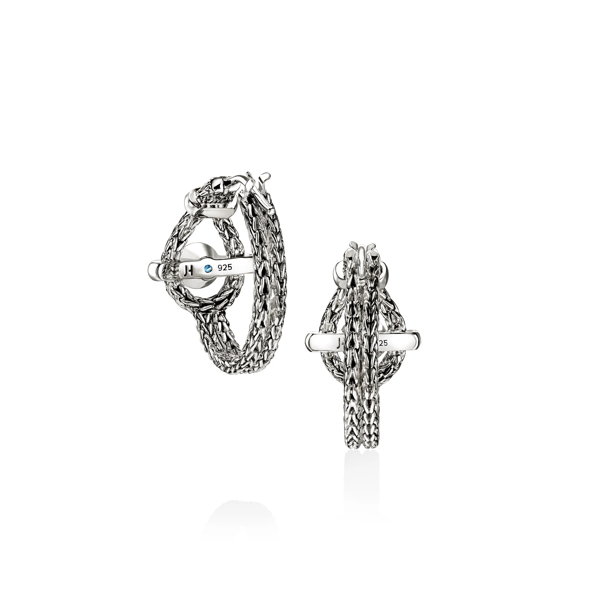 Icon Hoop Earrings, Sterling Silver, Swiss Blue Topaz, 21MM - Image 2
