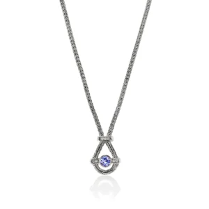 Icon Necklace, Sterling Silver, Tanzanite, Diamonds, 1.8MM