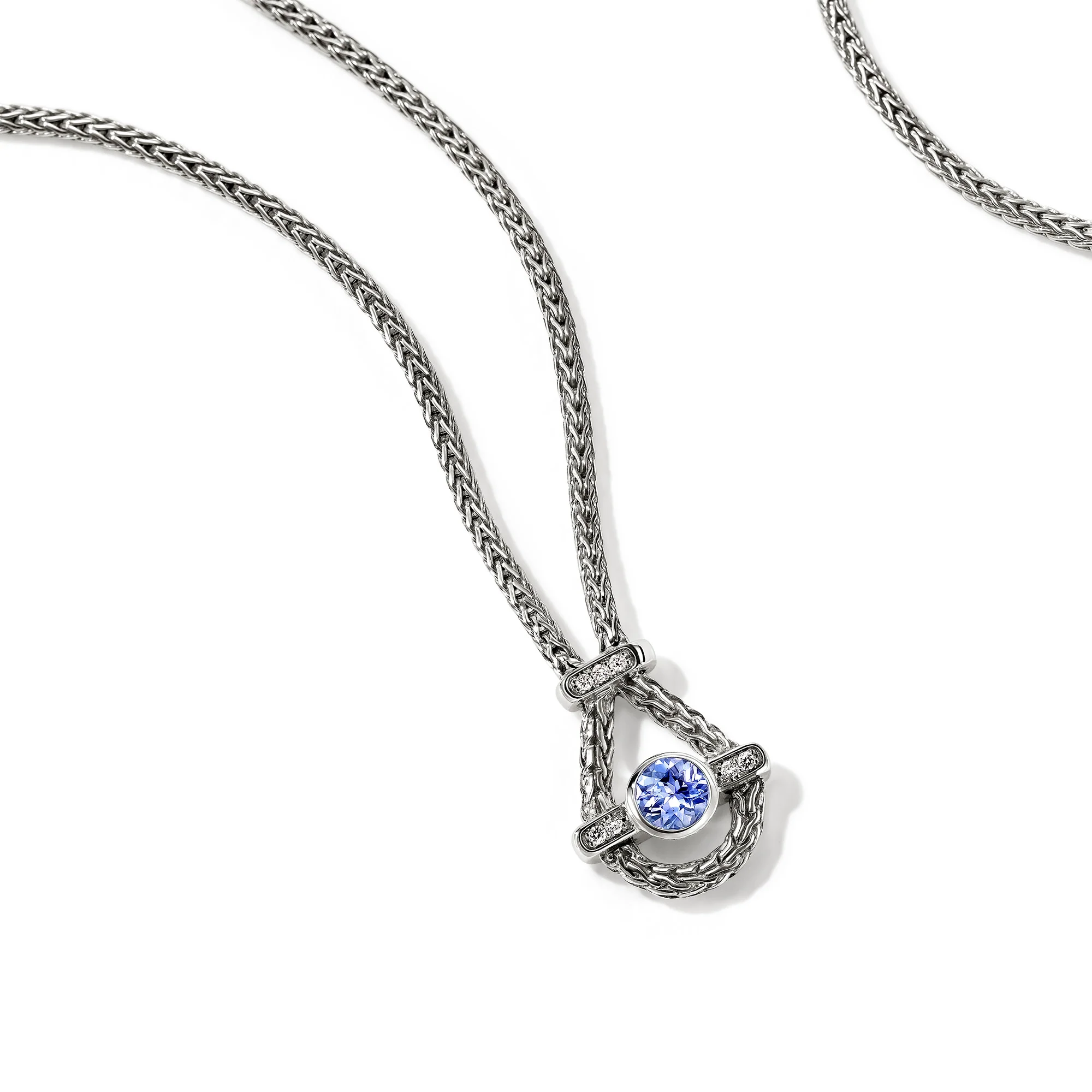 Icon Necklace, Sterling Silver, Tanzanite, Diamonds, 1.8MM - Image 3