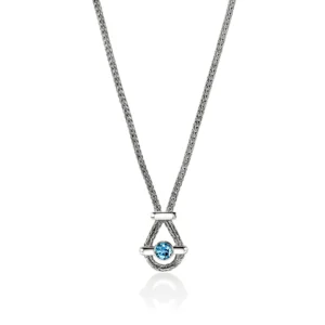 Icon Necklace, Sterling Silver, Swiss Blue Topaz, 1.8MM