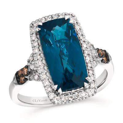 Le Vian® Deep Sea Blue Topaz™ & Chocolate Diamond Ring in 14K Vanilla Gold®
