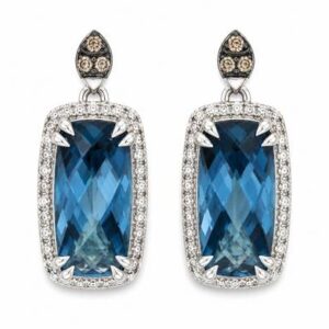 Le Vian® Deep Sea Blue Topaz™ & Chocolate Diamond Earrings in 14K Vanilla Gold®