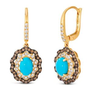 Le Vian® Robin’s Egg Blue Turquoise™ & Chocolate Diamond Earrings in 14K Honey Gold™