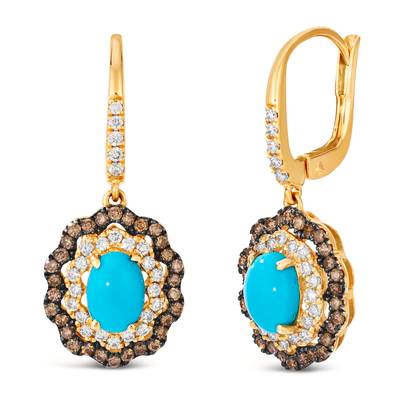 Le Vian® Robin’s Egg Blue Turquoise™ & Chocolate Diamond Earrings in 14K Honey Gold™