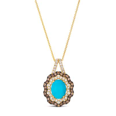 Le Vian® Robin’s Egg Blue Turquoise™ & Chocolate Diamond Pendant in 14K Honey Gold™