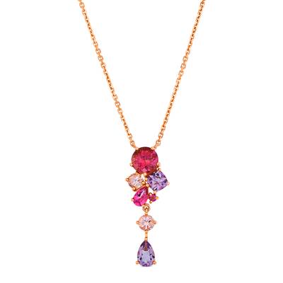Le Vian® Passion Fruit Tourmaline™ & Cotton Candy Amethyst® Adjustable Necklace in 14K Strawberry Gold®