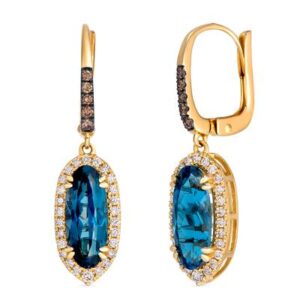 Le Vian® Deep Sea Blue Topaz™ & Chocolate Diamond Earrings in 14K Honey Gold™