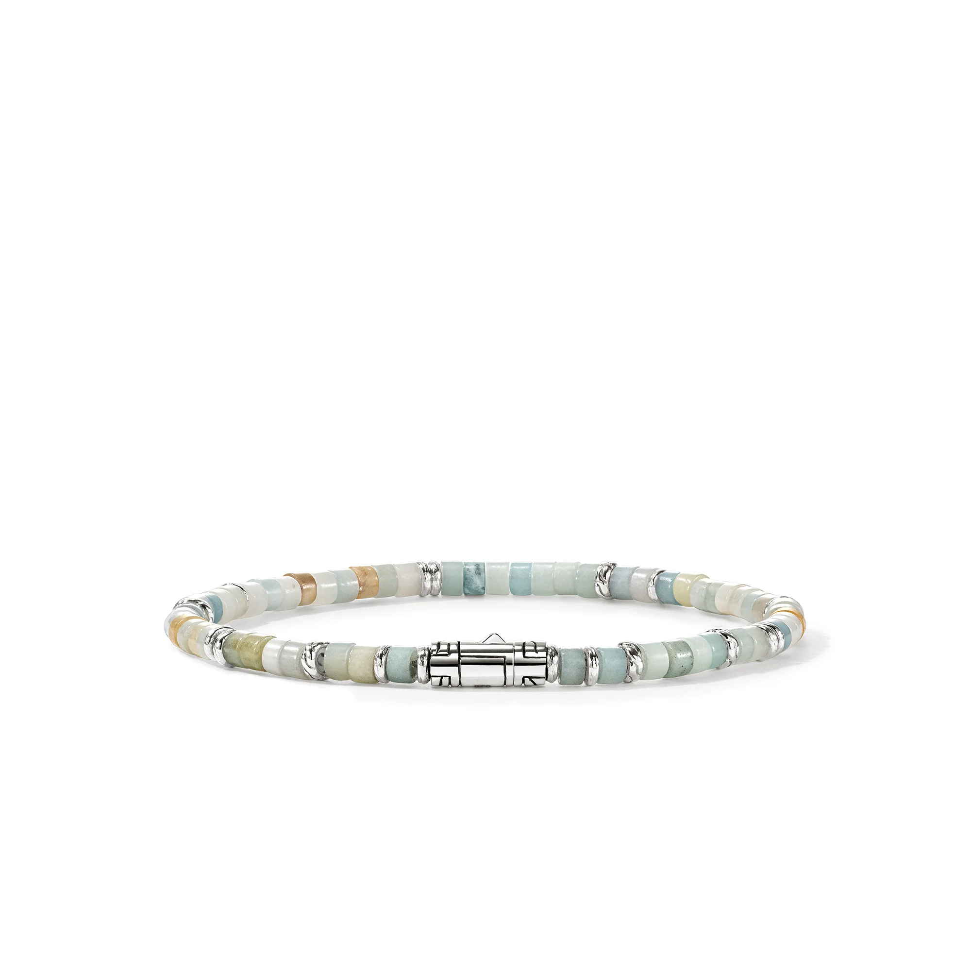 Ocean Heishi Bracelet, Sterling Silver, Multi Color Quartzite, 4MM - Image 2