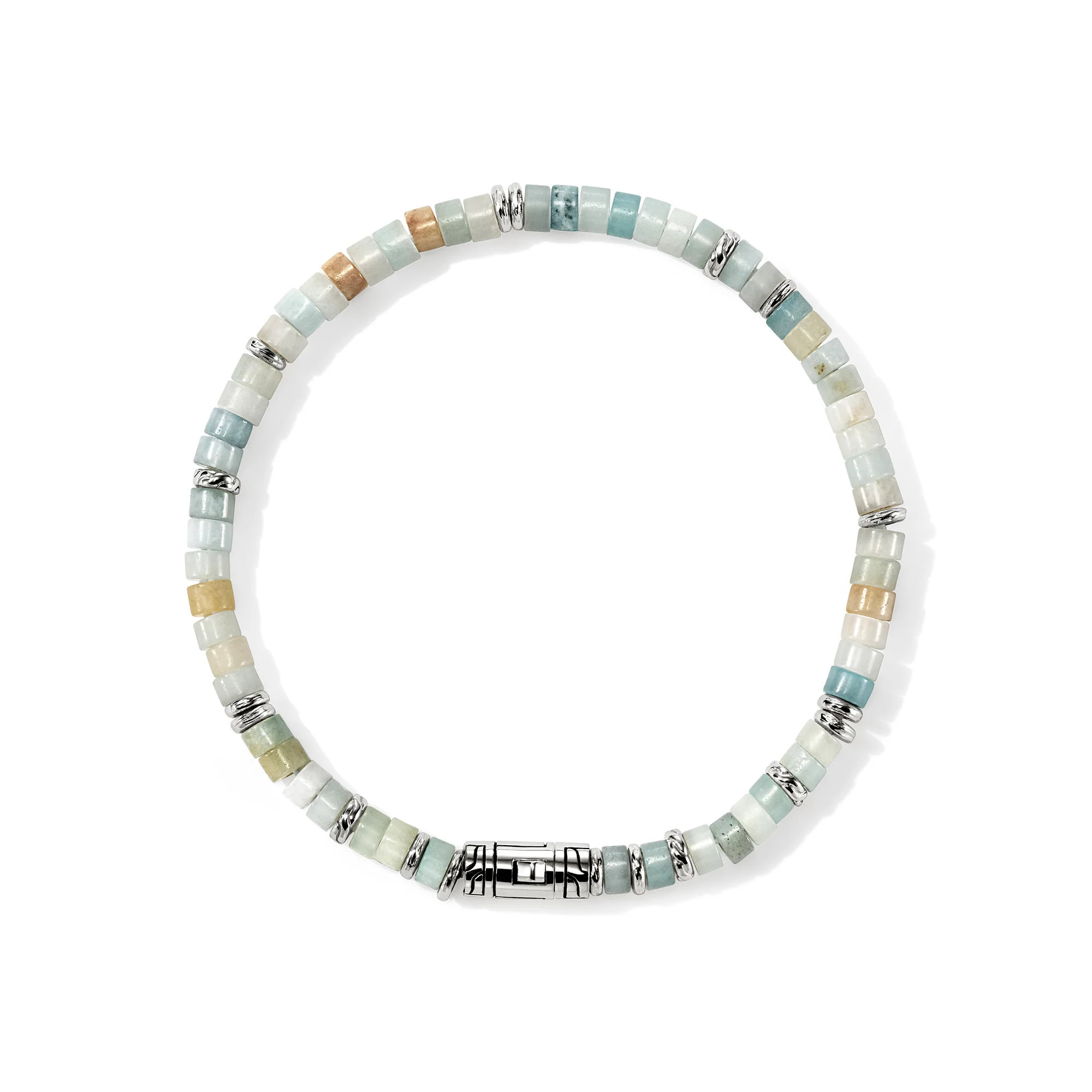 Ocean Heishi Bracelet, Sterling Silver, Multi Color Quartzite, 4MM - Image 4