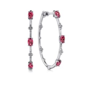 Preorder –   925 Sterling Silver Pink Tourmaline Bujukan Classic 40mm Hoop Earrings
