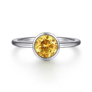 Preorder – Promise Ring - 928 Sterling Silver Bezel Set Citrine Solitaire Promise Ring