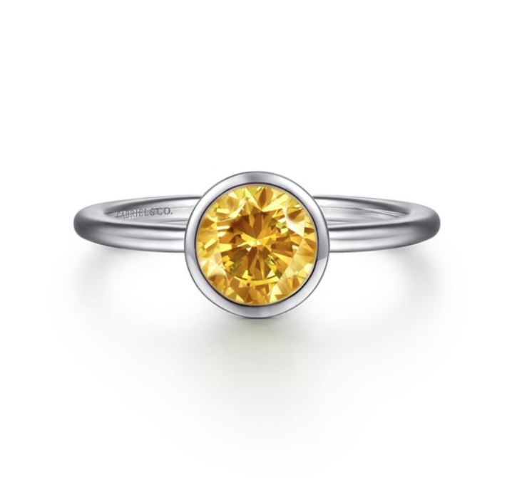Preorder – Promise Ring - 928 Sterling Silver Bezel Set Citrine Solitaire Promise Ring