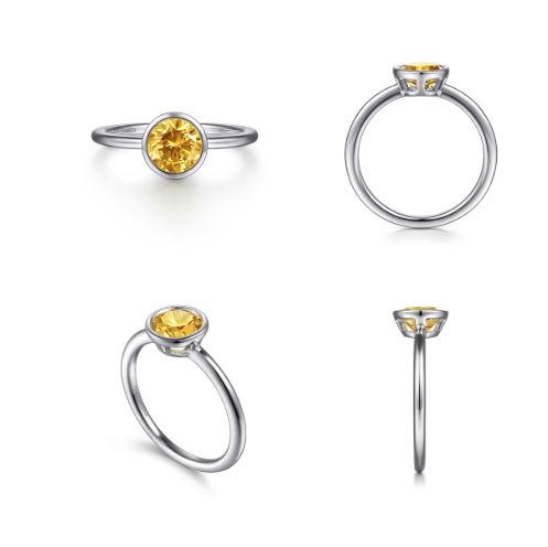 Preorder – Promise Ring - 928 Sterling Silver Bezel Set Citrine Solitaire Promise Ring - Image 2