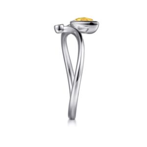 Preorder – 925 Sterling Silver Diamond and Citrine Teardrop Bypass Ring