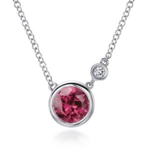 Preorder –925 Sterling Silver Pink Tourmaline and Diamond Pendant Necklace