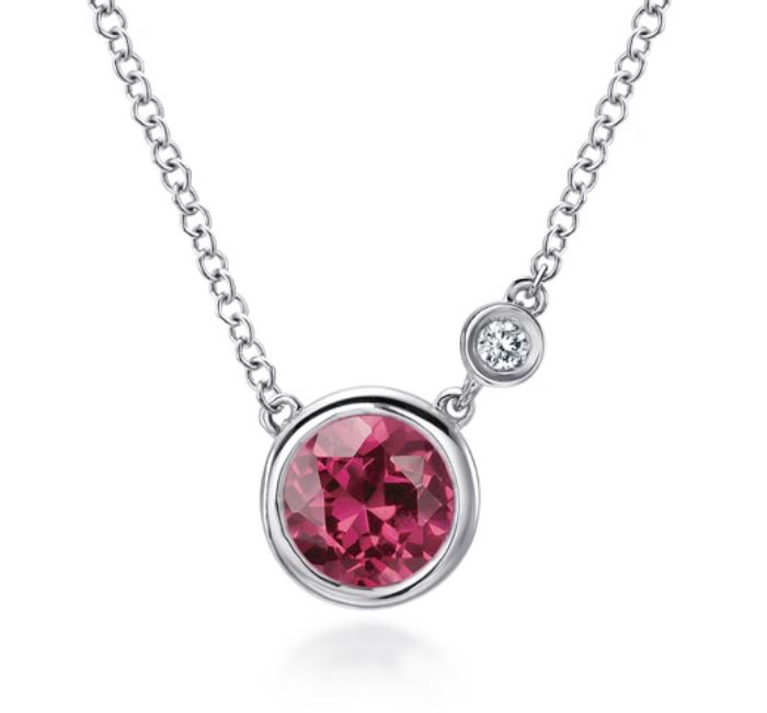 Preorder –925 Sterling Silver Pink Tourmaline and Diamond Pendant Necklace