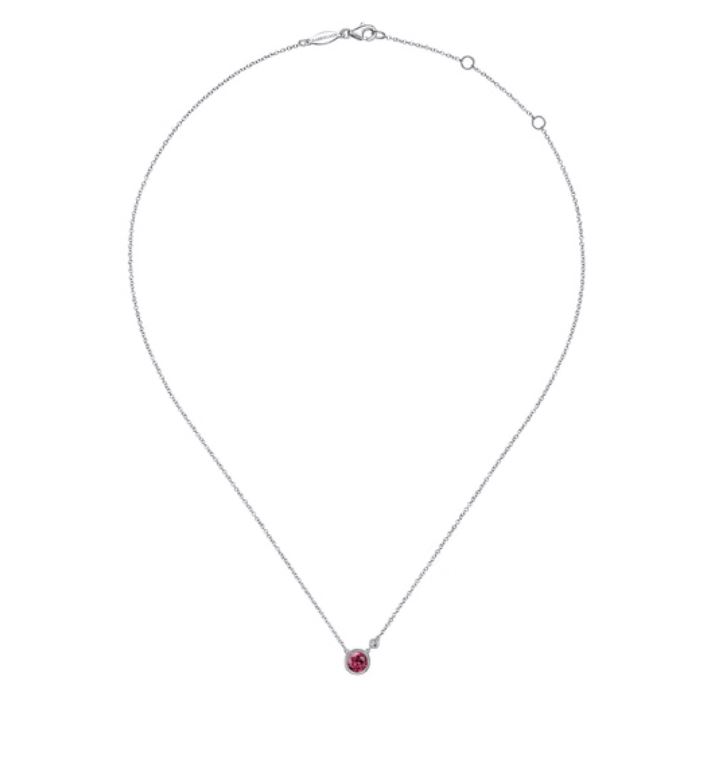 Preorder –925 Sterling Silver Pink Tourmaline and Diamond Pendant Necklace - Image 2