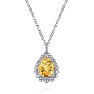 Preorder – 925 Sterling Silver Faceted Citrine Teardrop Bujukan Necklace