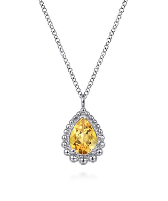 Preorder – 925 Sterling Silver Faceted Citrine Teardrop Bujukan Necklace
