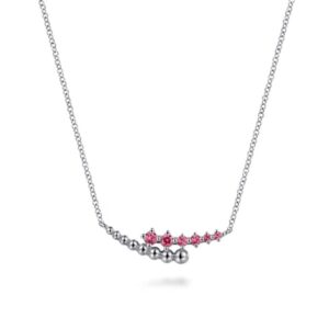 Preorder –925 Sterling Silver Bujukan and Pink Tourmaline Bypass Bar Necklace