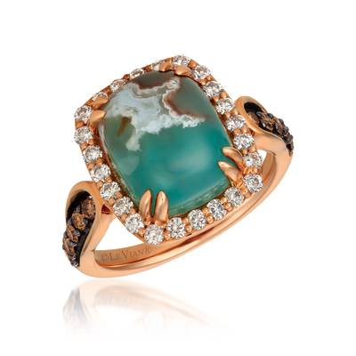 Le Vian® Peacock Aquaprase™ & Chocolate Diamond Ring in 14K Strawberry Gold®