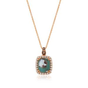 Le Vian® Peacock Aquaprase™ & Chocolate Diamond Pendant in 14K Strawberry Gold®