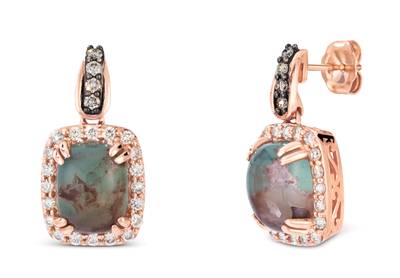 Le Vian® Peacock Aquaprase™ & Chocolate Diamond Earrings in 14K Strawberry Gold®