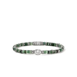 Jh Lovestruck™ Heishi Bracelet, Sterling Silver, Hardstones, Emeralds, Diamond, 1.0tcw