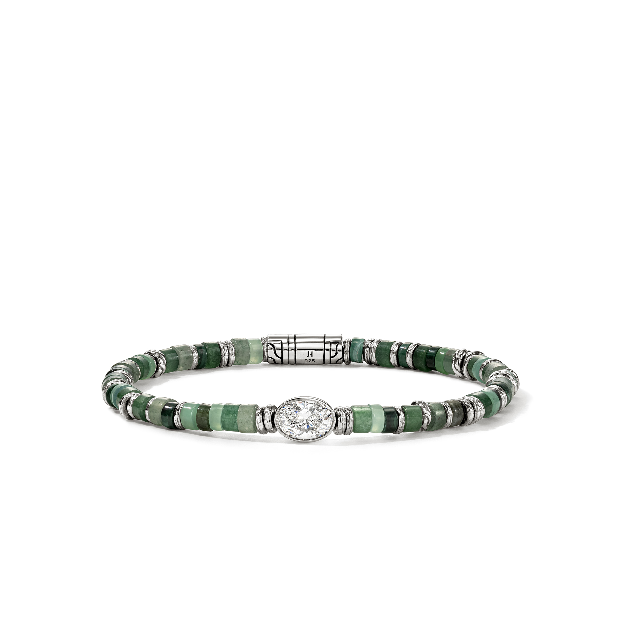 Jh Lovestruck™ Heishi Bracelet, Sterling Silver, Hardstones, Emeralds, Diamond, 1.0tcw